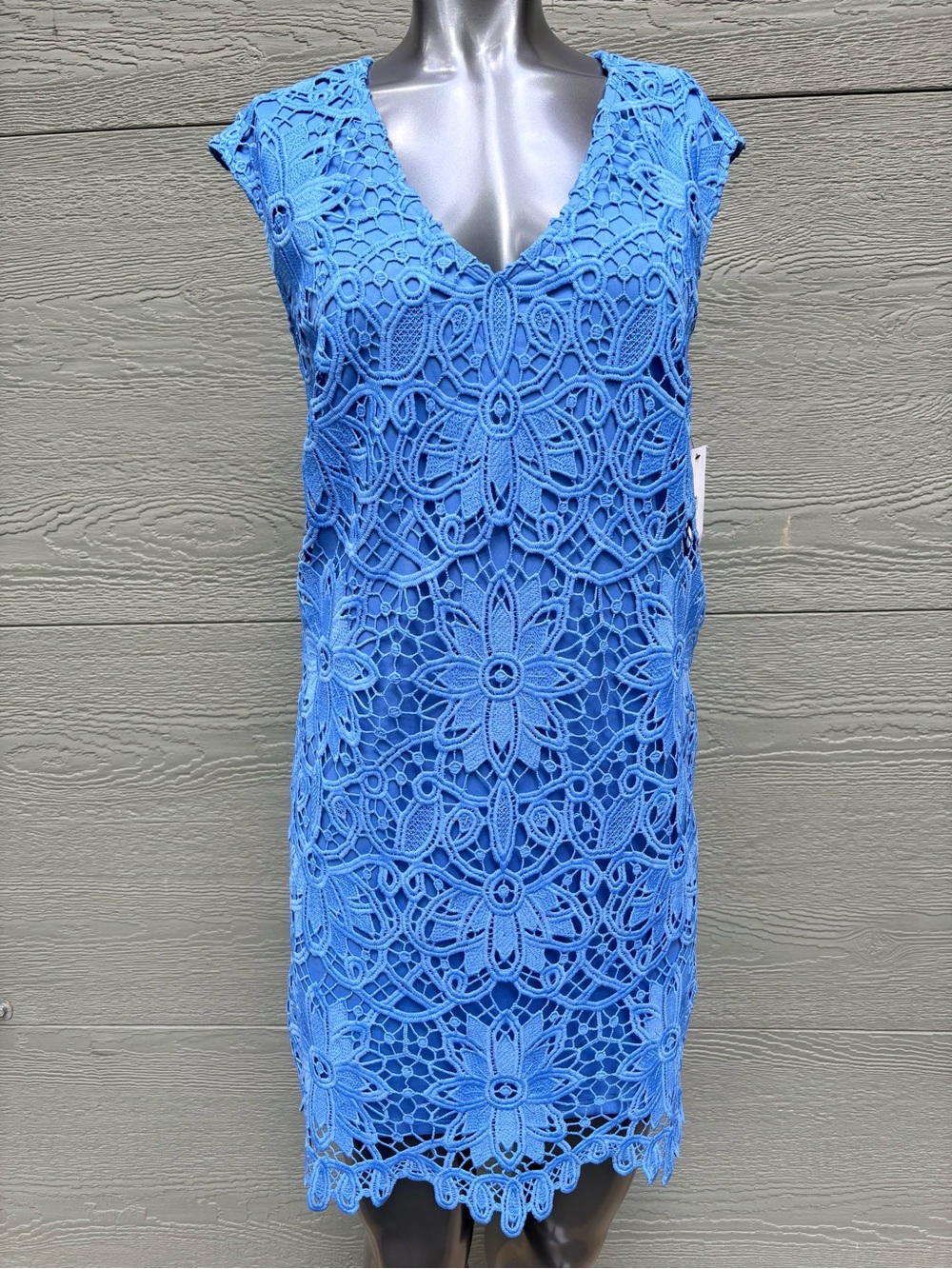 Maggy London Blue Crochet Lace Shift Dress
